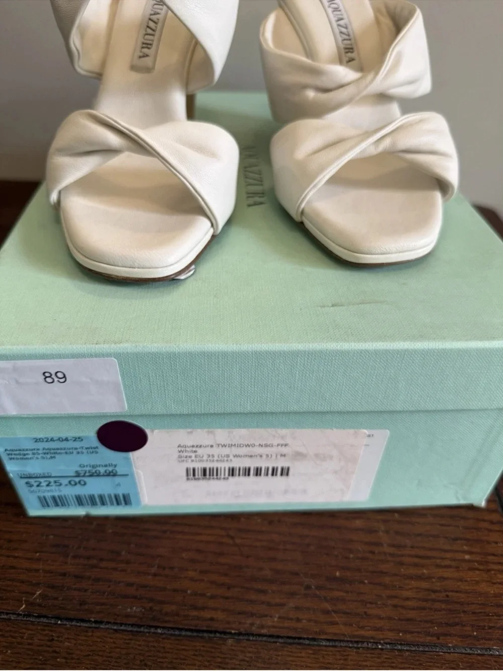 Aquazzura‎ White Cork Wedge Slide Sandals - New